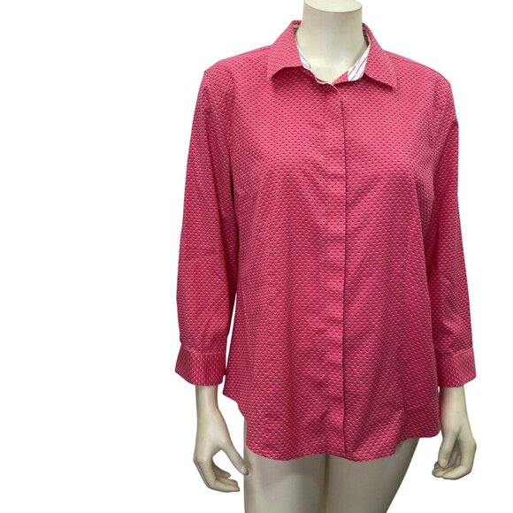 Talbots Womens Wrinkle Resistant Pink Button-Up Shirt Size 16 - Picture 3 of 6